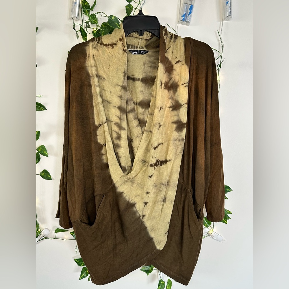 Gypsy 05 Brown and Tie-Dye Hooded Top Sz. M